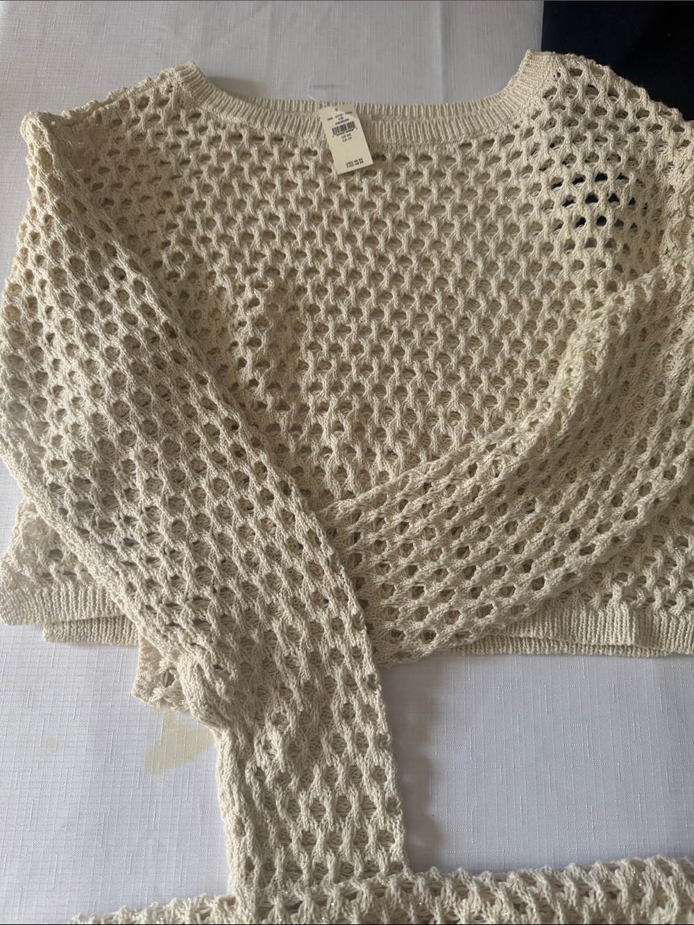 Beach Cover zip Open-Knit Cream Women's Sweater